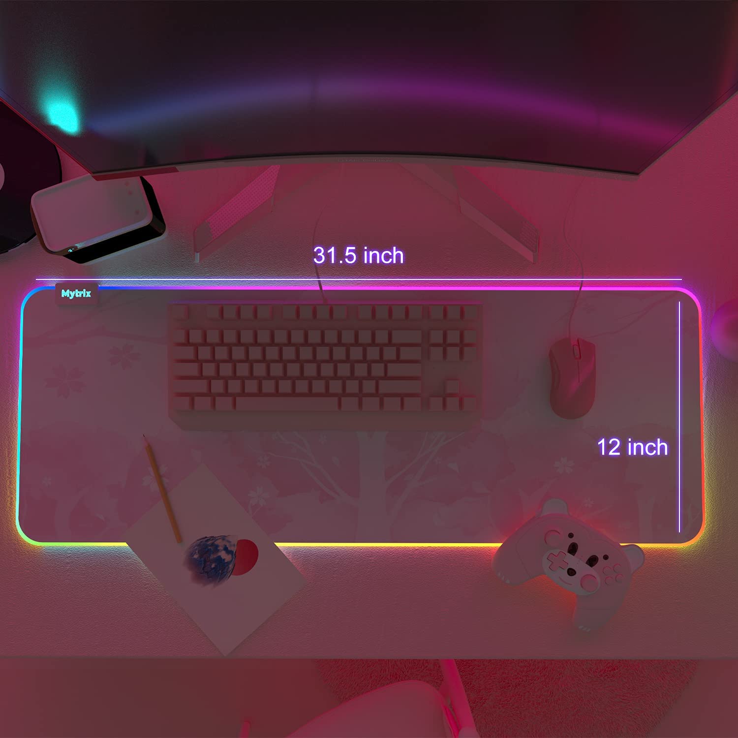 RGB Gaming Mouse Pad, LED Soft Extra Extended Large Office Mouse Pad, Anti-Slip Rubber Base, Computer Keyboard Mouse Mat (31.5 x 12 Inch) Sakura Cherry Blossoms Pink RGB Gaming Mouse Pad, LED Soft Extra Extended Large Office Mouse Pad, Anti-Slip Rubber Base, Computer Keyboard Mouse Mat (31.5 x 12 Inch) Sakura Cherry Blossoms Pink
